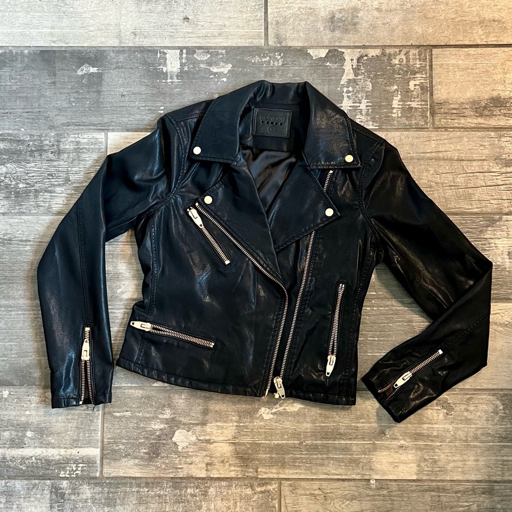 Blank NYC Leather Jacket with Rose Gold Hardware - Small